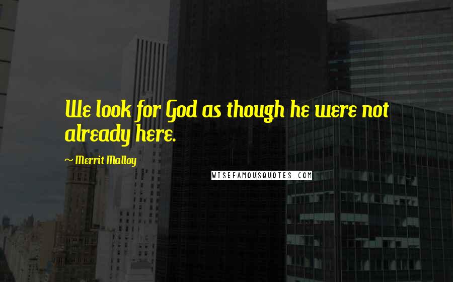 Merrit Malloy Quotes: We look for God as though he were not already here.