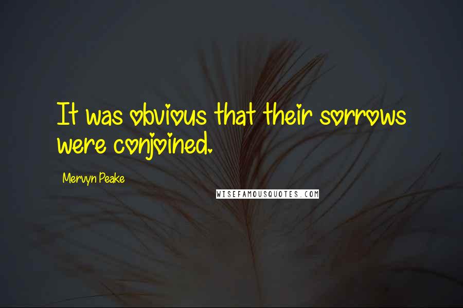 Mervyn Peake Quotes: It was obvious that their sorrows were conjoined.