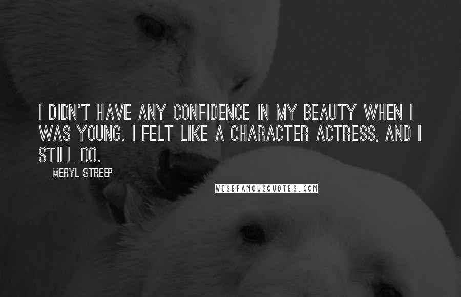 Meryl Streep Quotes: I didn't have any confidence in my beauty when I was young. I felt like a character actress, and I still do.