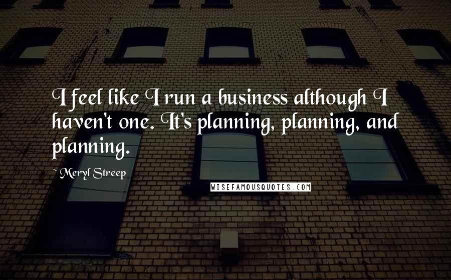 Meryl Streep Quotes: I feel like I run a business although I haven't one. It's planning, planning, and planning.
