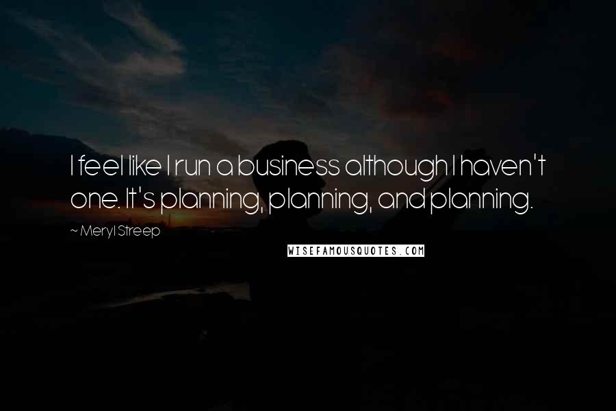 Meryl Streep Quotes: I feel like I run a business although I haven't one. It's planning, planning, and planning.