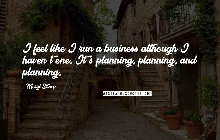 Meryl Streep Quotes: I feel like I run a business although I haven't one. It's planning, planning, and planning.