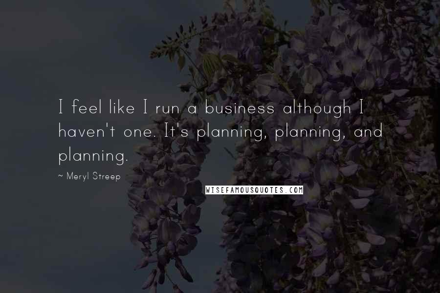 Meryl Streep Quotes: I feel like I run a business although I haven't one. It's planning, planning, and planning.