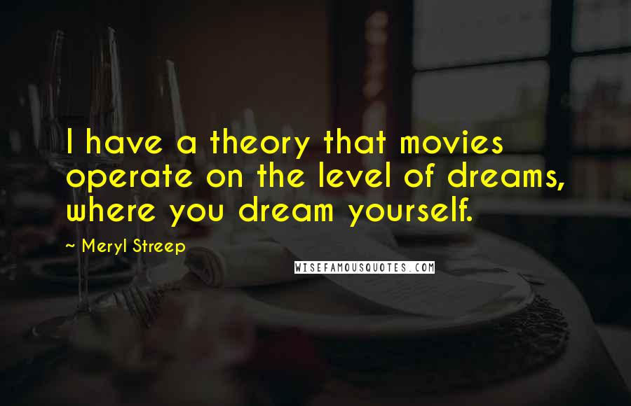 Meryl Streep Quotes: I have a theory that movies operate on the level of dreams, where you dream yourself.