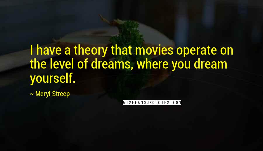 Meryl Streep Quotes: I have a theory that movies operate on the level of dreams, where you dream yourself.