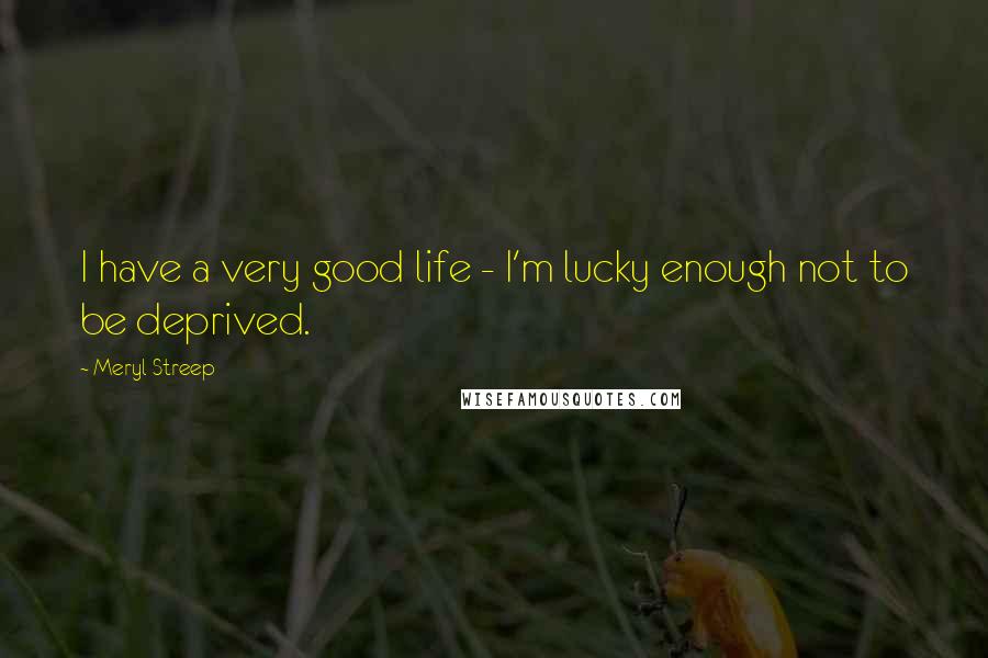 Meryl Streep Quotes: I have a very good life - I'm lucky enough not to be deprived.