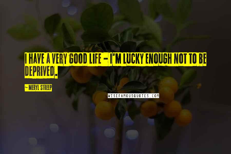 Meryl Streep Quotes: I have a very good life - I'm lucky enough not to be deprived.