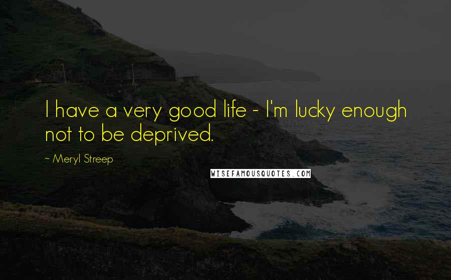 Meryl Streep Quotes: I have a very good life - I'm lucky enough not to be deprived.