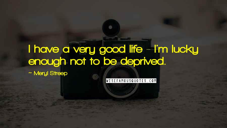 Meryl Streep Quotes: I have a very good life - I'm lucky enough not to be deprived.