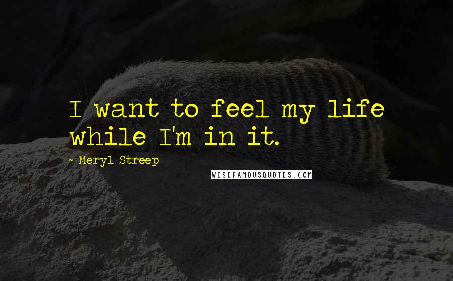 Meryl Streep Quotes: I want to feel my life while I'm in it.