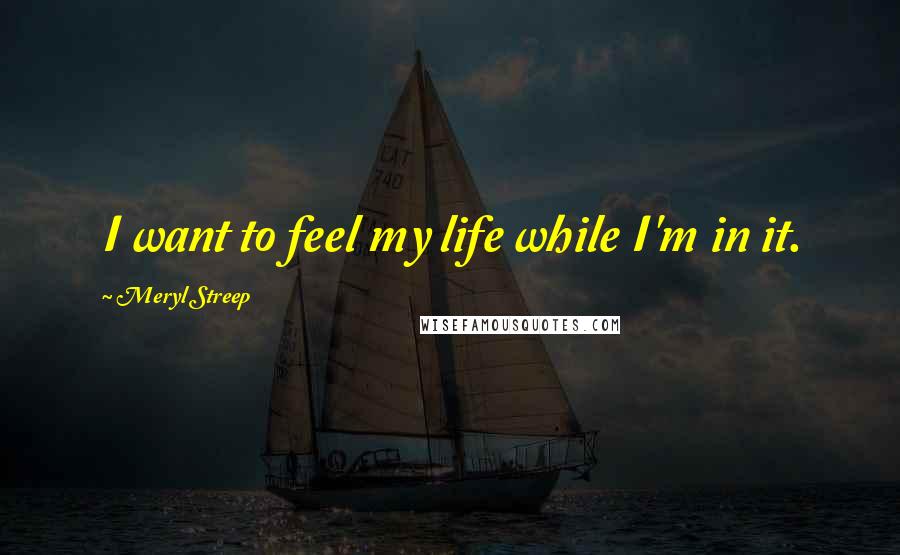 Meryl Streep Quotes: I want to feel my life while I'm in it.