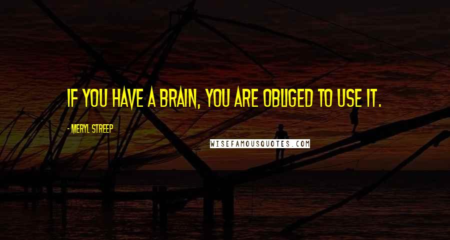 Meryl Streep Quotes: If you have a brain, you are obliged to use it.