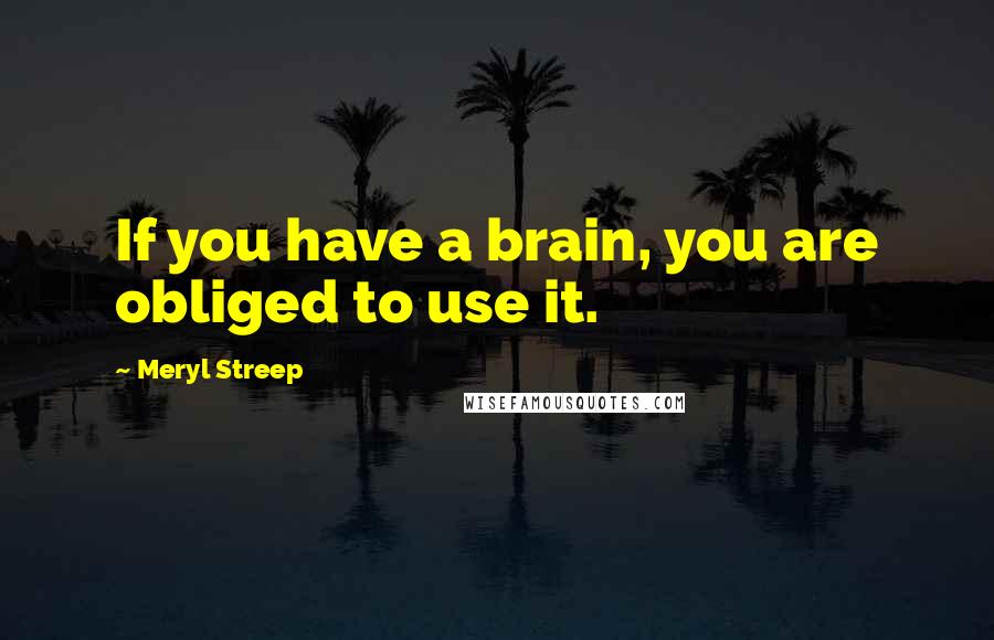 Meryl Streep Quotes: If you have a brain, you are obliged to use it.