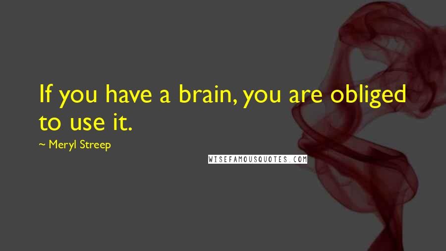 Meryl Streep Quotes: If you have a brain, you are obliged to use it.