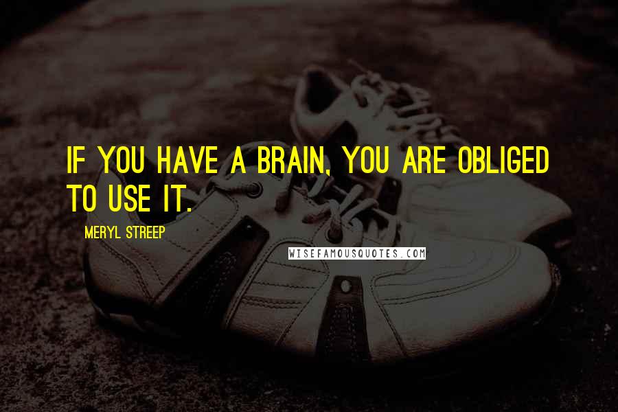 Meryl Streep Quotes: If you have a brain, you are obliged to use it.