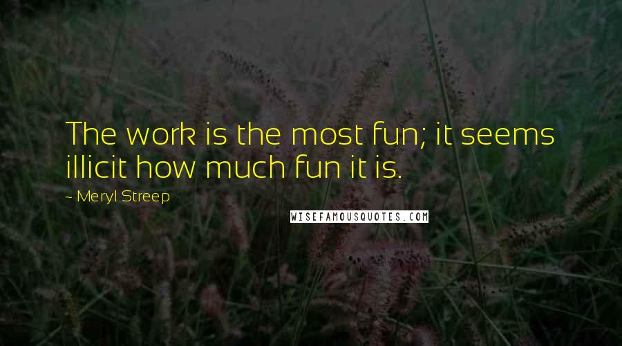 Meryl Streep Quotes: The work is the most fun; it seems illicit how much fun it is.