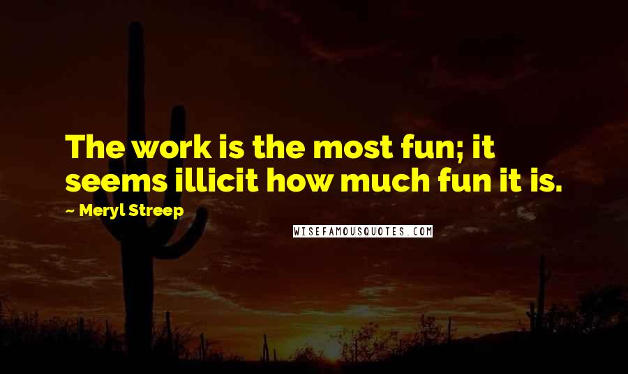 Meryl Streep Quotes: The work is the most fun; it seems illicit how much fun it is.
