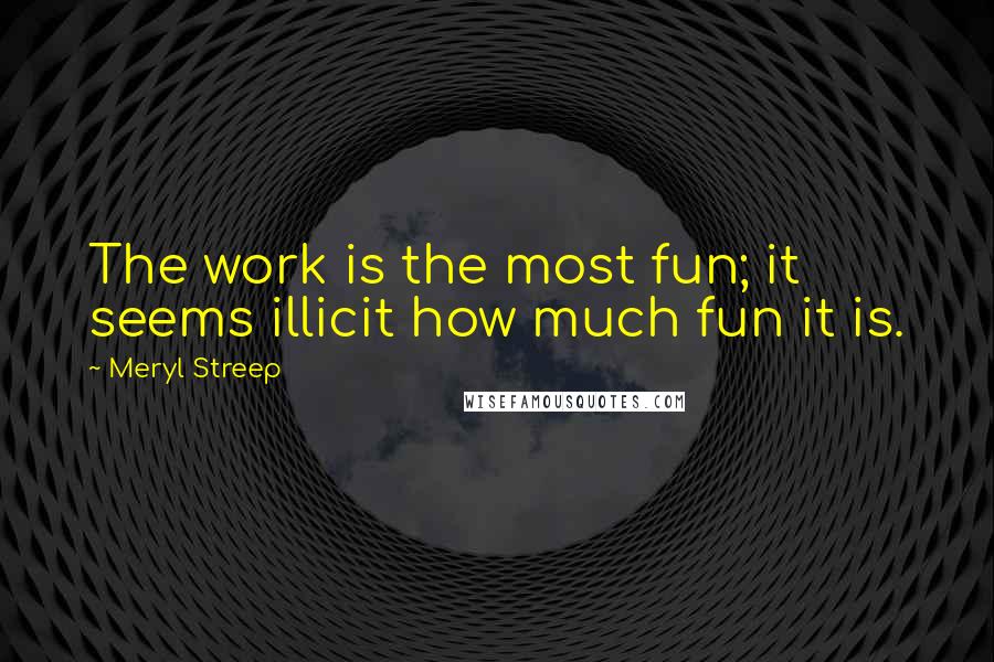 Meryl Streep Quotes: The work is the most fun; it seems illicit how much fun it is.