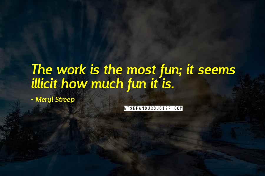Meryl Streep Quotes: The work is the most fun; it seems illicit how much fun it is.