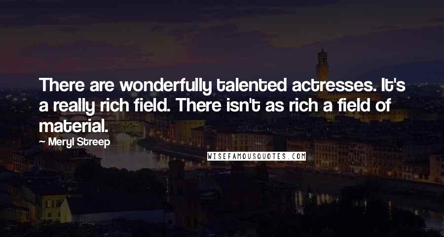 Meryl Streep Quotes: There are wonderfully talented actresses. It's a really rich field. There isn't as rich a field of material.