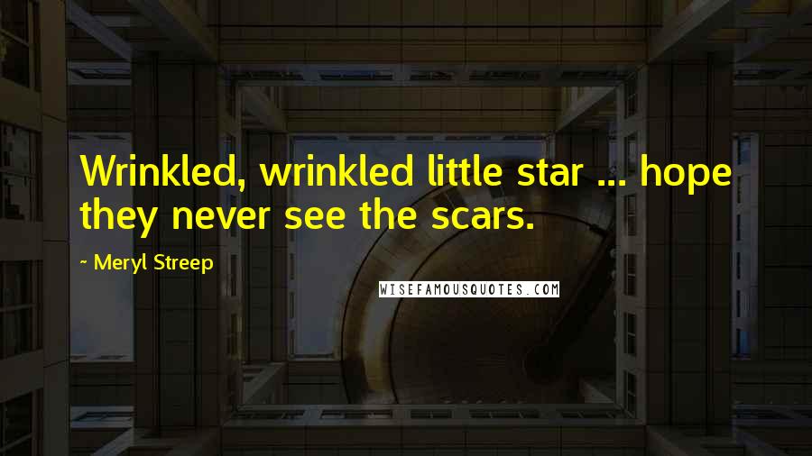 Meryl Streep Quotes: Wrinkled, wrinkled little star ... hope they never see the scars.