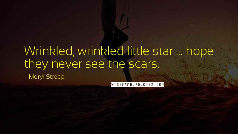 Meryl Streep Quotes: Wrinkled, wrinkled little star ... hope they never see the scars.