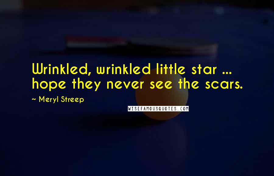 Meryl Streep Quotes: Wrinkled, wrinkled little star ... hope they never see the scars.