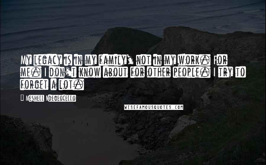 Meshell Ndegeocello Quotes: My legacy is in my family, not in my work. For me. I don't know about for other people. I try to forget a lot.