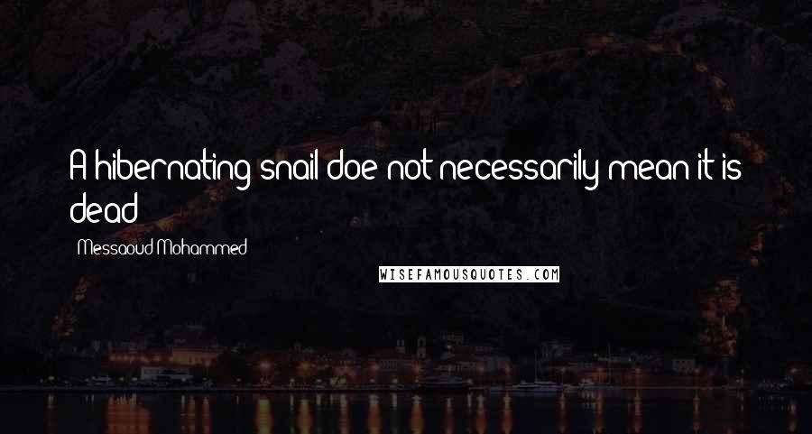 Messaoud Mohammed Quotes: A hibernating snail doe not necessarily mean it is dead