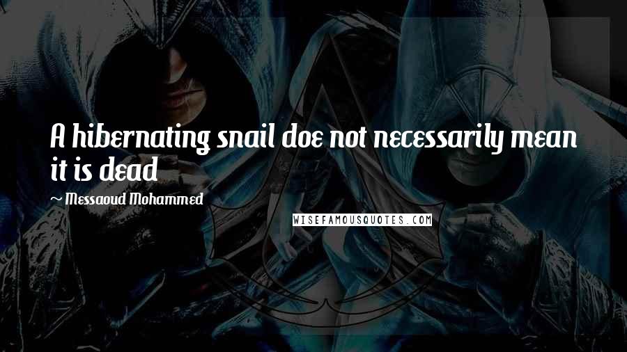 Messaoud Mohammed Quotes: A hibernating snail doe not necessarily mean it is dead