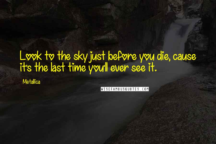 Metallica Quotes: Look to the sky just before you die, cause it's the last time you'll ever see it.