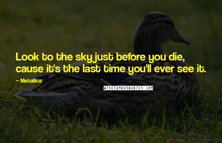 Metallica Quotes: Look to the sky just before you die, cause it's the last time you'll ever see it.