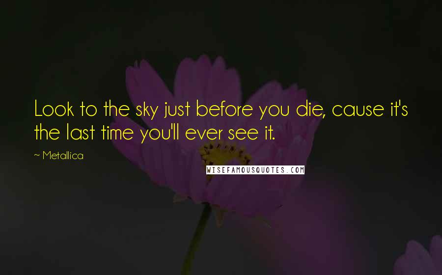 Metallica Quotes: Look to the sky just before you die, cause it's the last time you'll ever see it.