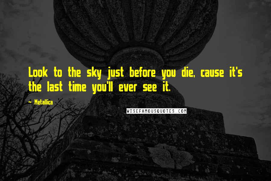 Metallica Quotes: Look to the sky just before you die, cause it's the last time you'll ever see it.