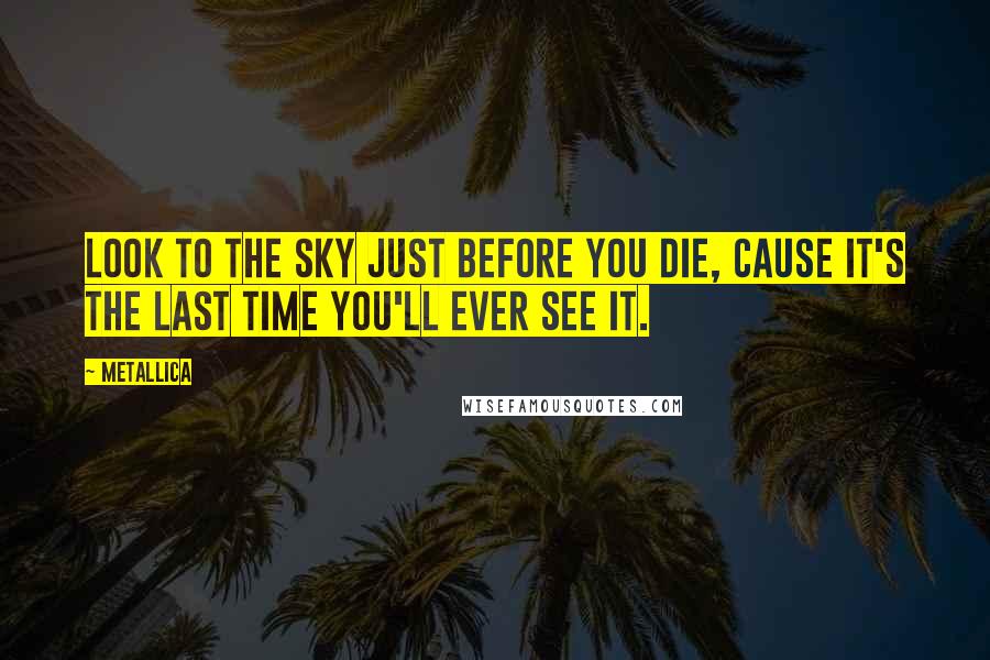 Metallica Quotes: Look to the sky just before you die, cause it's the last time you'll ever see it.