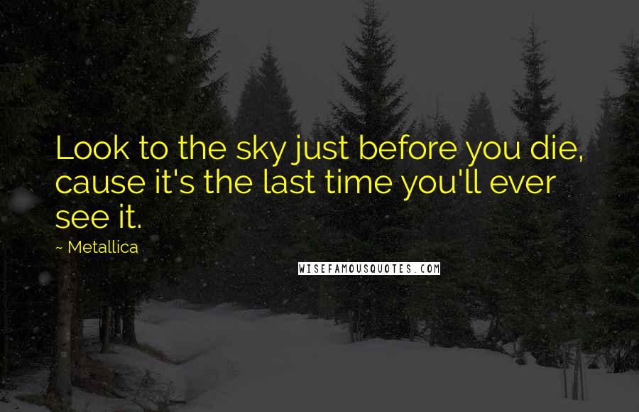 Metallica Quotes: Look to the sky just before you die, cause it's the last time you'll ever see it.