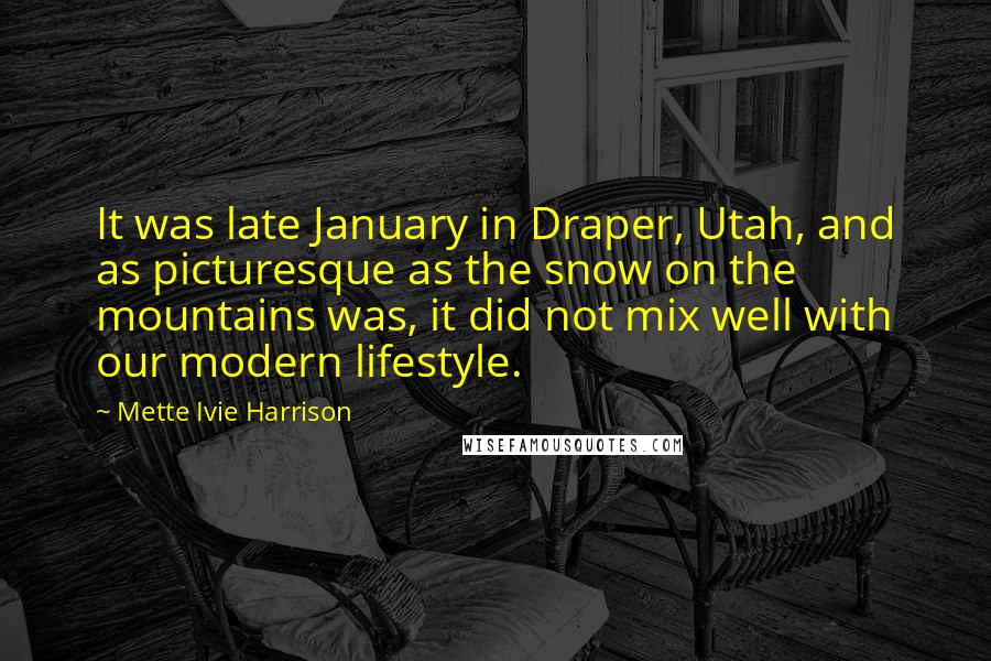 Mette Ivie Harrison Quotes: It was late January in Draper, Utah, and as picturesque as the snow on the mountains was, it did not mix well with our modern lifestyle.