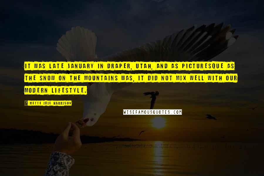 Mette Ivie Harrison Quotes: It was late January in Draper, Utah, and as picturesque as the snow on the mountains was, it did not mix well with our modern lifestyle.