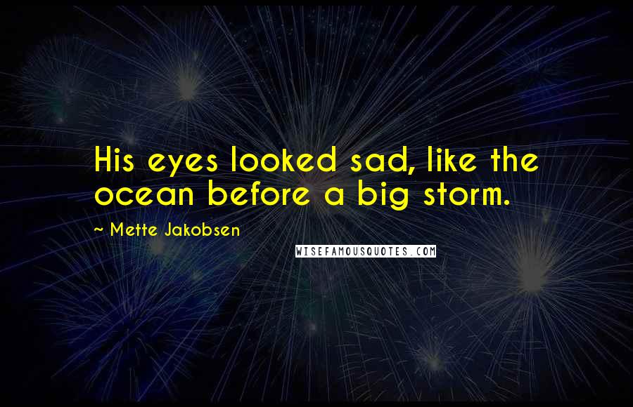 Mette Jakobsen Quotes: His eyes looked sad, like the ocean before a big storm.