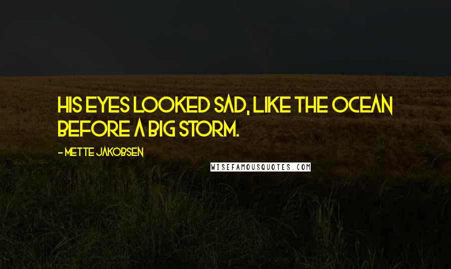 Mette Jakobsen Quotes: His eyes looked sad, like the ocean before a big storm.