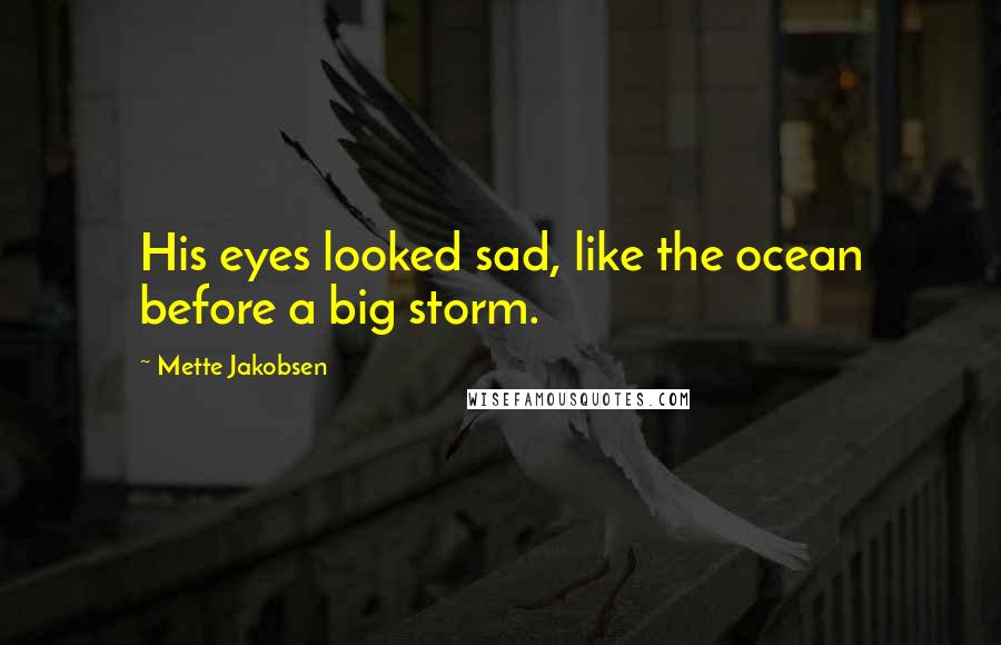 Mette Jakobsen Quotes: His eyes looked sad, like the ocean before a big storm.