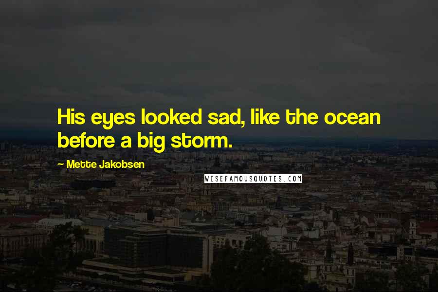Mette Jakobsen Quotes: His eyes looked sad, like the ocean before a big storm.