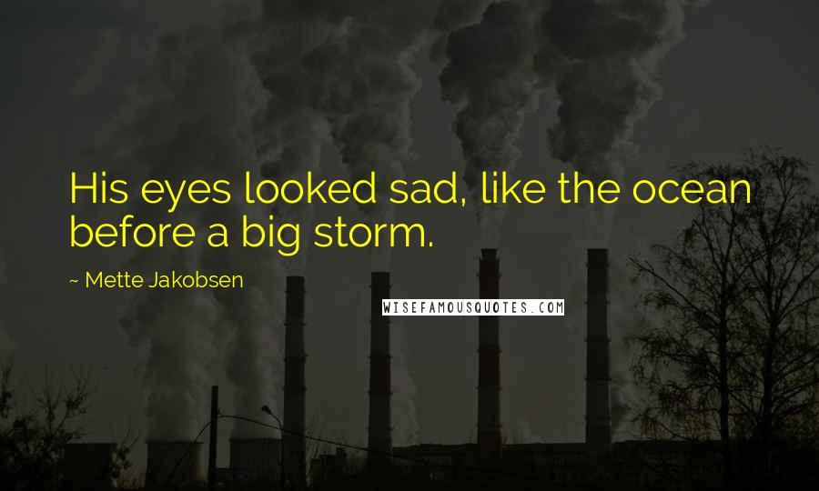 Mette Jakobsen Quotes: His eyes looked sad, like the ocean before a big storm.