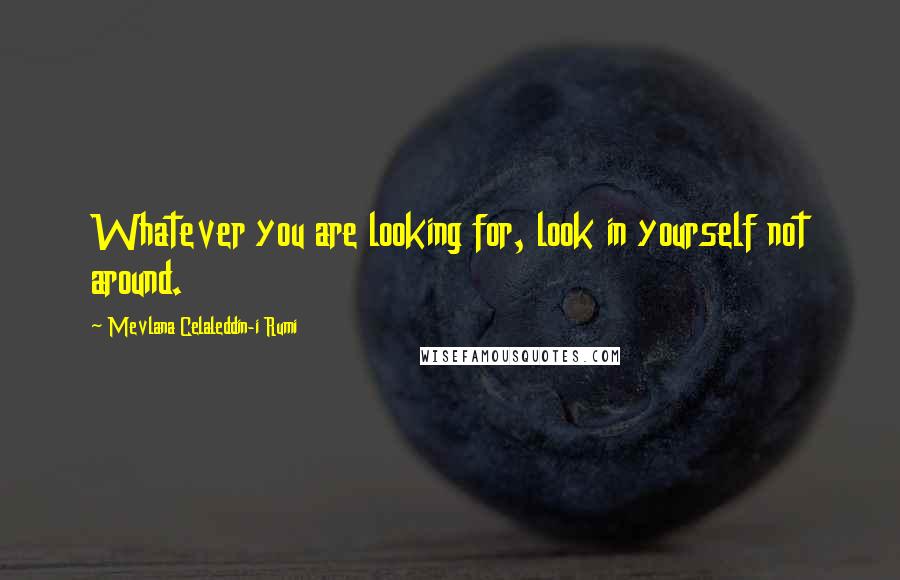 Mevlana Celaleddin-i Rumi Quotes: Whatever you are looking for, look in yourself not around.