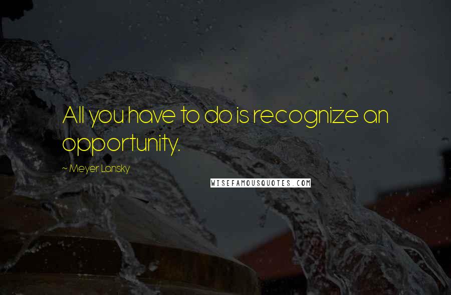 Meyer Lansky Quotes: All you have to do is recognize an opportunity.
