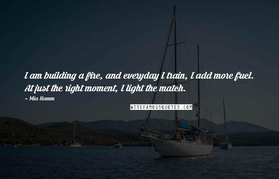 Mia Hamm Quotes: I am building a fire, and everyday I train, I add more fuel. At just the right moment, I light the match.