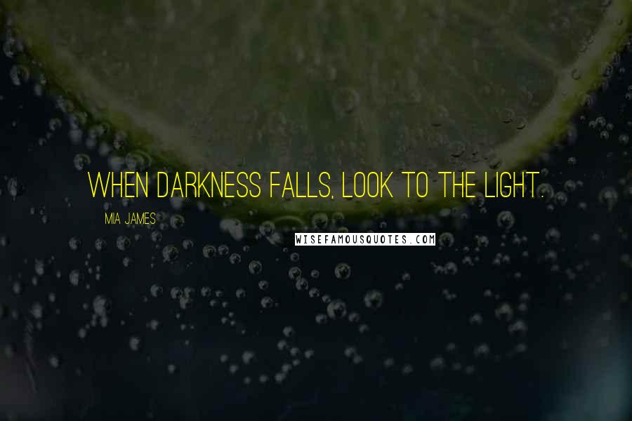 Mia James Quotes: When darkness falls, look to the light.