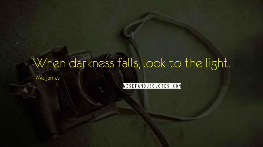 Mia James Quotes: When darkness falls, look to the light.