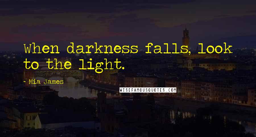 Mia James Quotes: When darkness falls, look to the light.