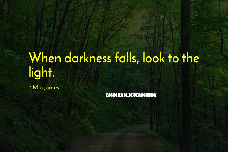 Mia James Quotes: When darkness falls, look to the light.